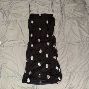 Black Floral Spaghetti Strap Dress